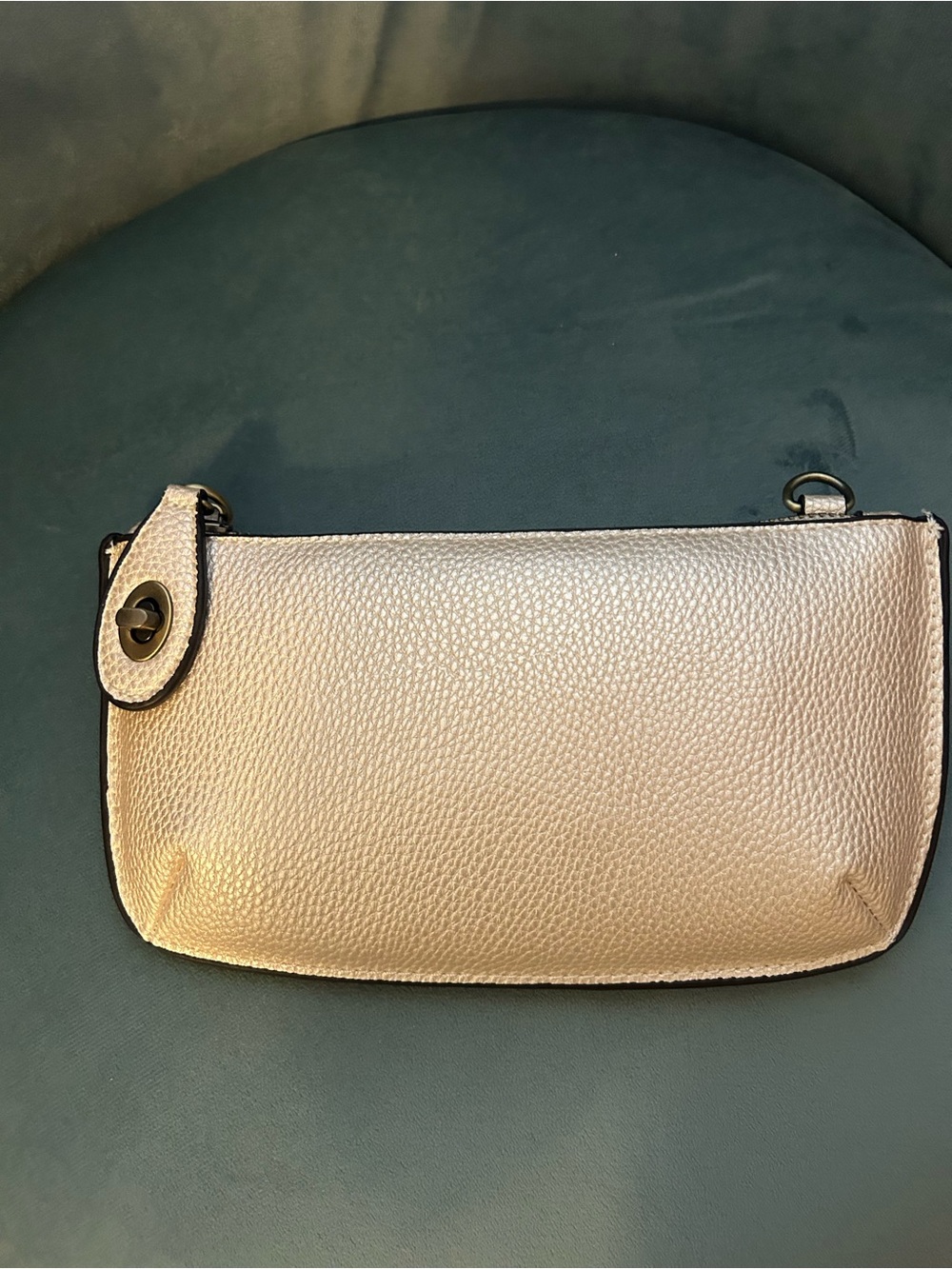 Women's Metallic Beige Pearl Crossbody Clutch
